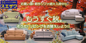 もうすぐ秋。　ソファから衣替えしよう!!